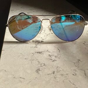 Privé Revaux Aviator Sunglasses with Blue Mirrored Lenses
